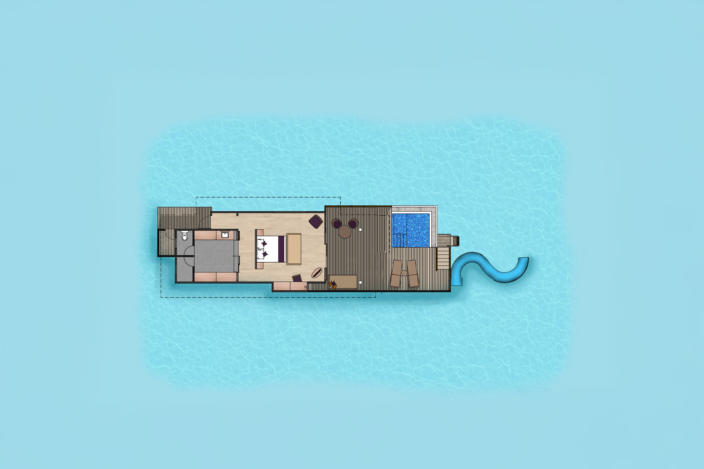 Water Villa With Pool Slide
