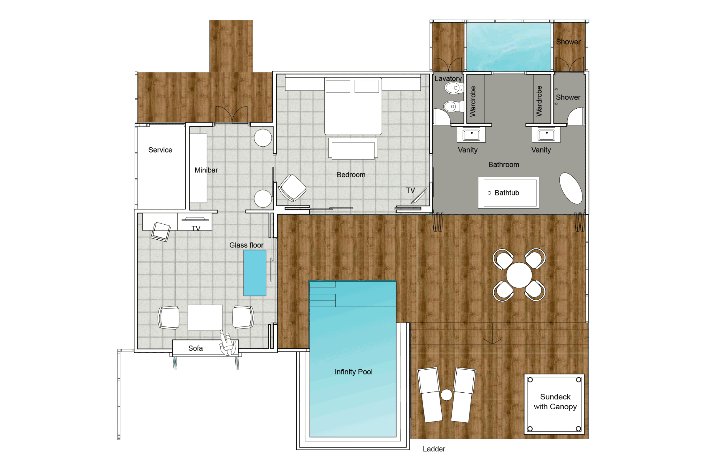 Infinity Water Villa Sun Siyam Iru Fushi Floor Plan