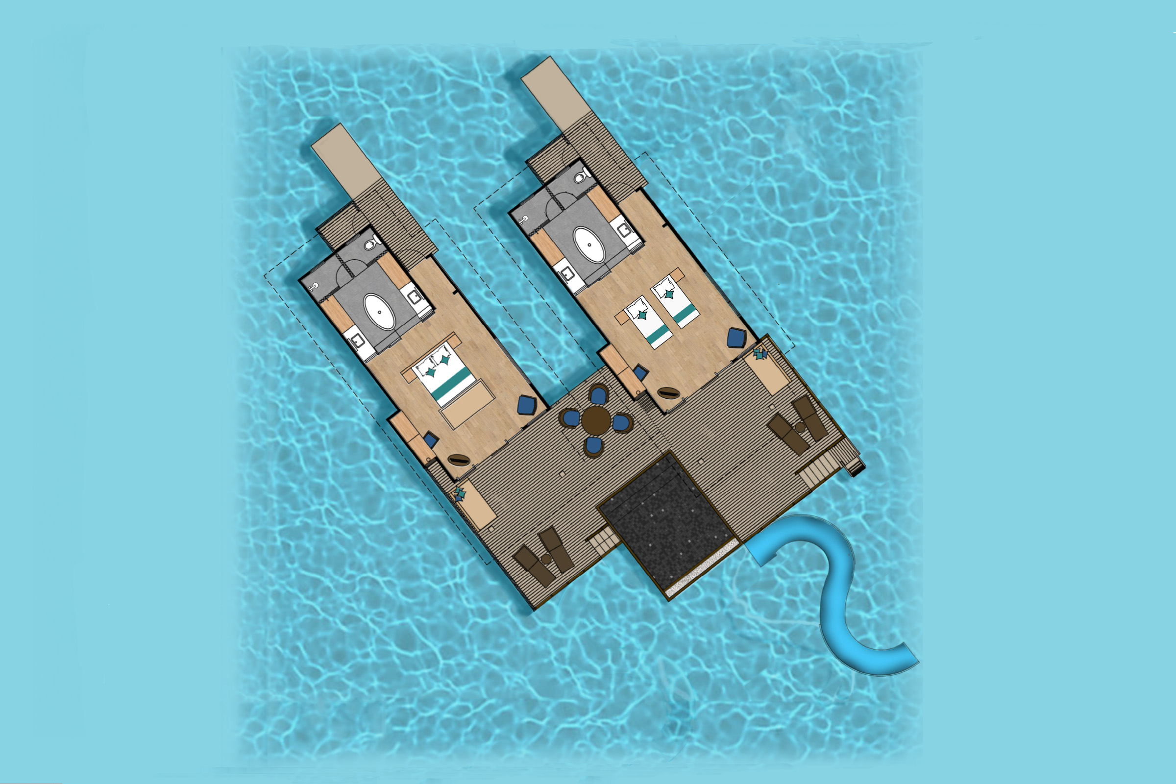 Two Bedroom Lagoon Villa With Pool Slide