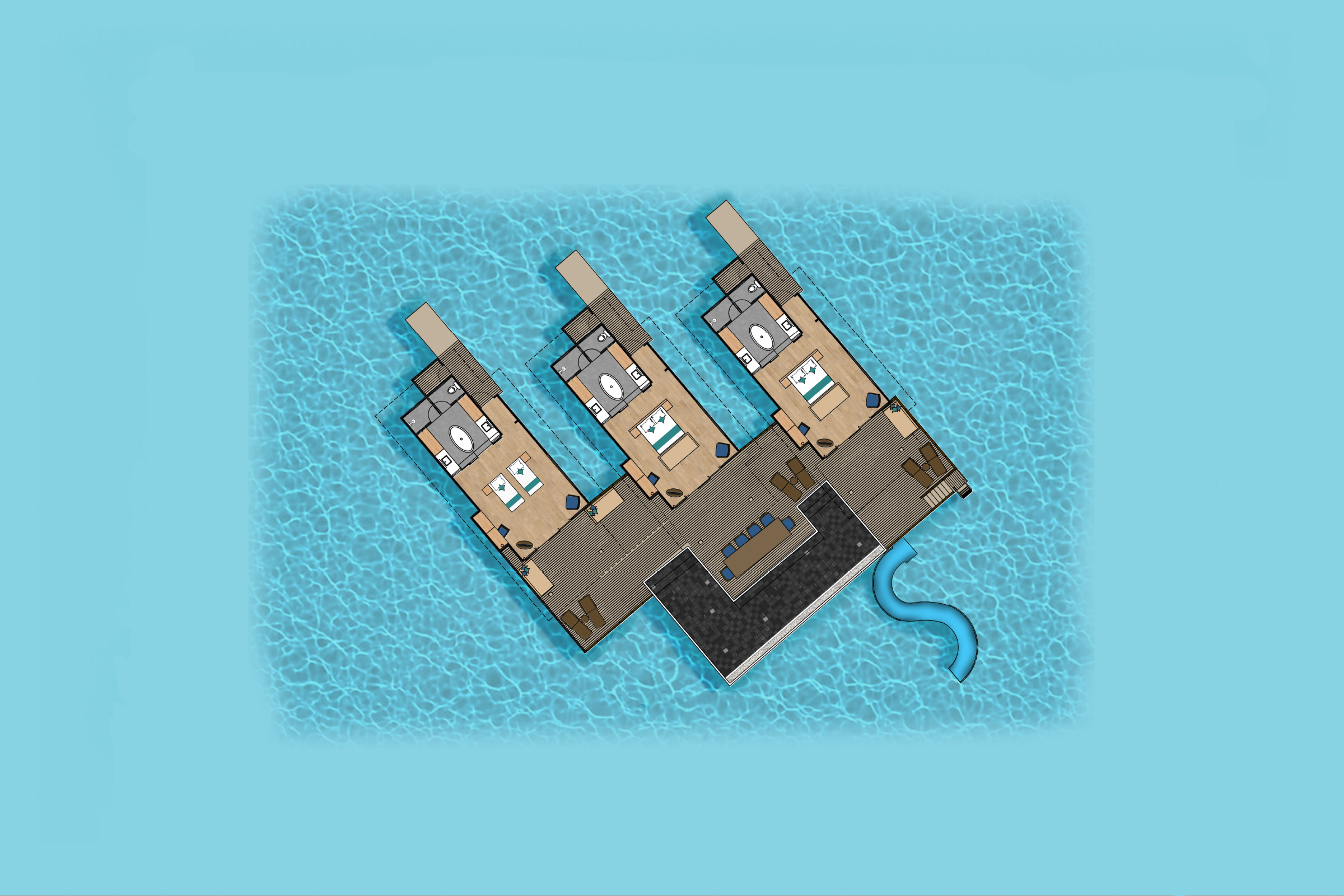 Three Bedroom Lagoon Villa With Pool Slide