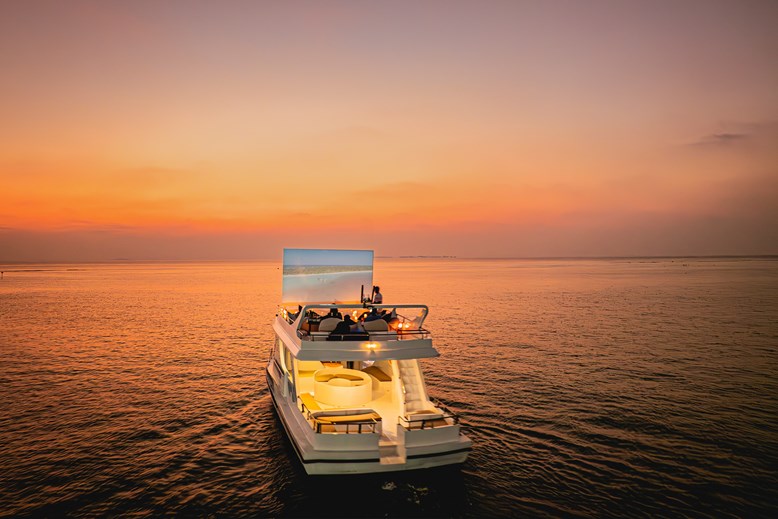 Cinema by moonlight at Iru Fushi